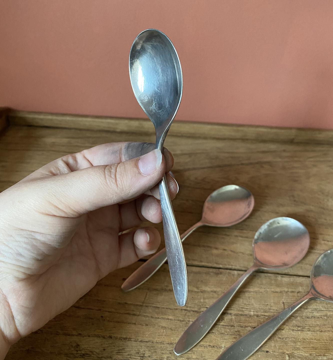 Set of 6 Silver Short Soup Spoons