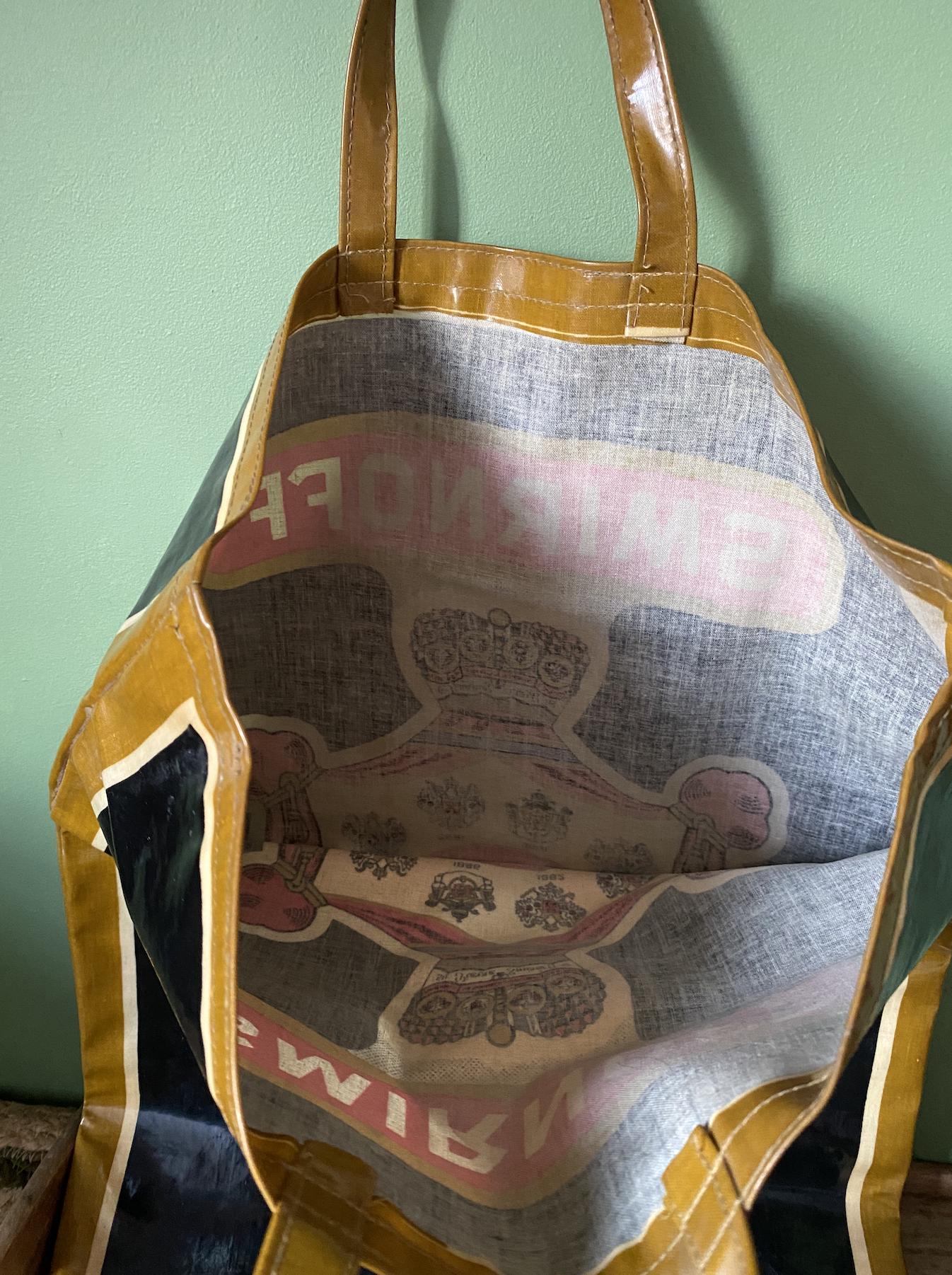 Vintage 1970s Smirnoff Cotton PVC Vodka Tote Bag