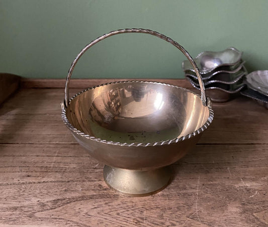 Brass Bowl with Handle and flared base