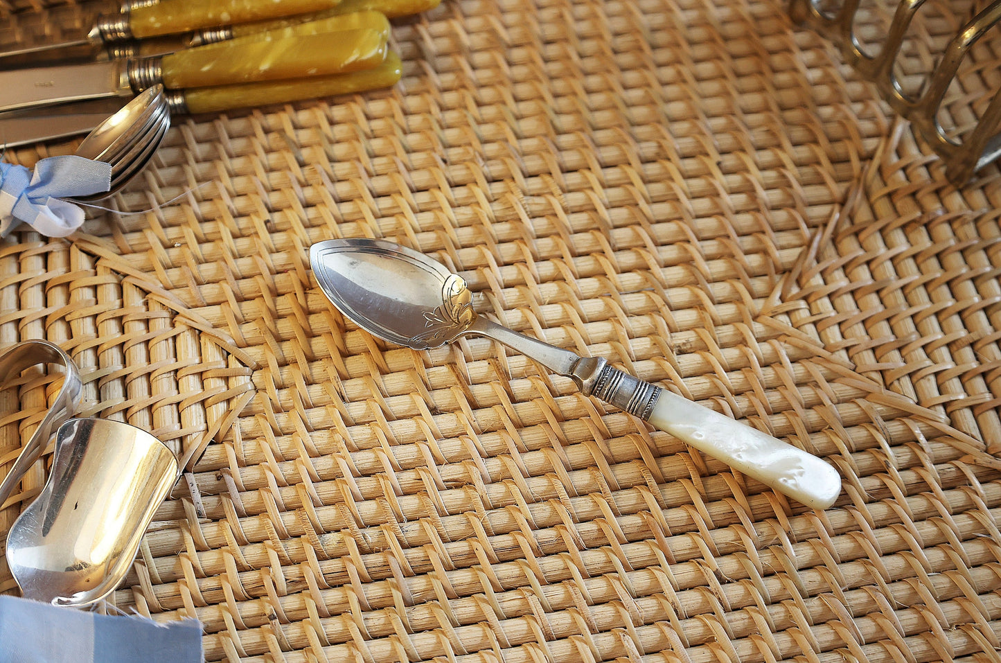 Antique Mother of Pearl Handled Jam/preserve Spoon