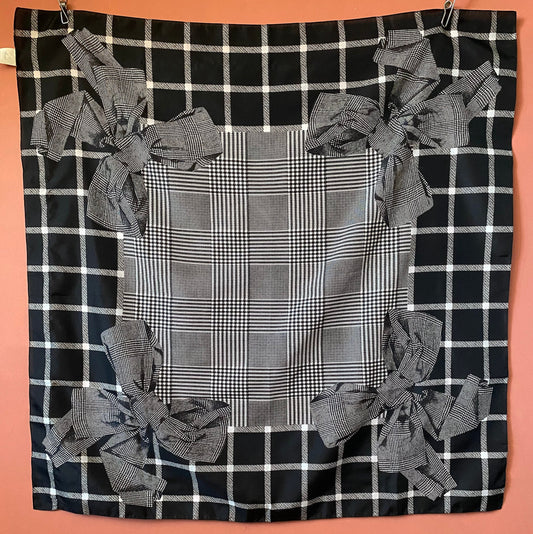 Vintage Amari Italian Monochrome Bow Square Scarf