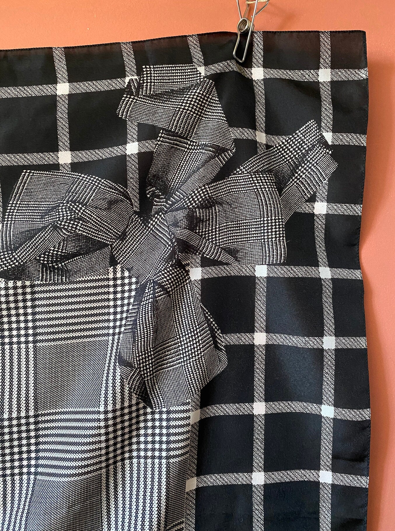 Vintage Amari Italian Monochrome Bow Square Scarf