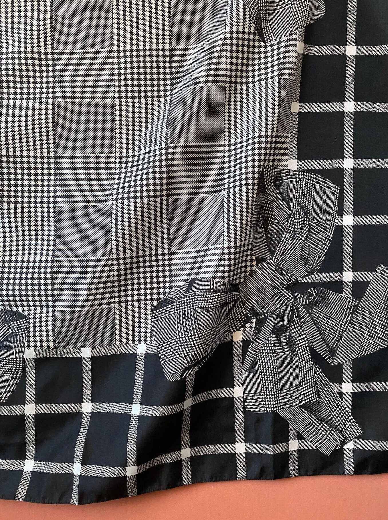 Vintage Amari Italian Monochrome Bow Square Scarf