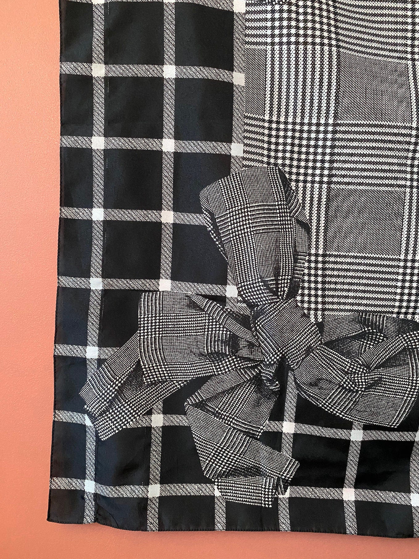 Vintage Amari Italian Monochrome Bow Square Scarf