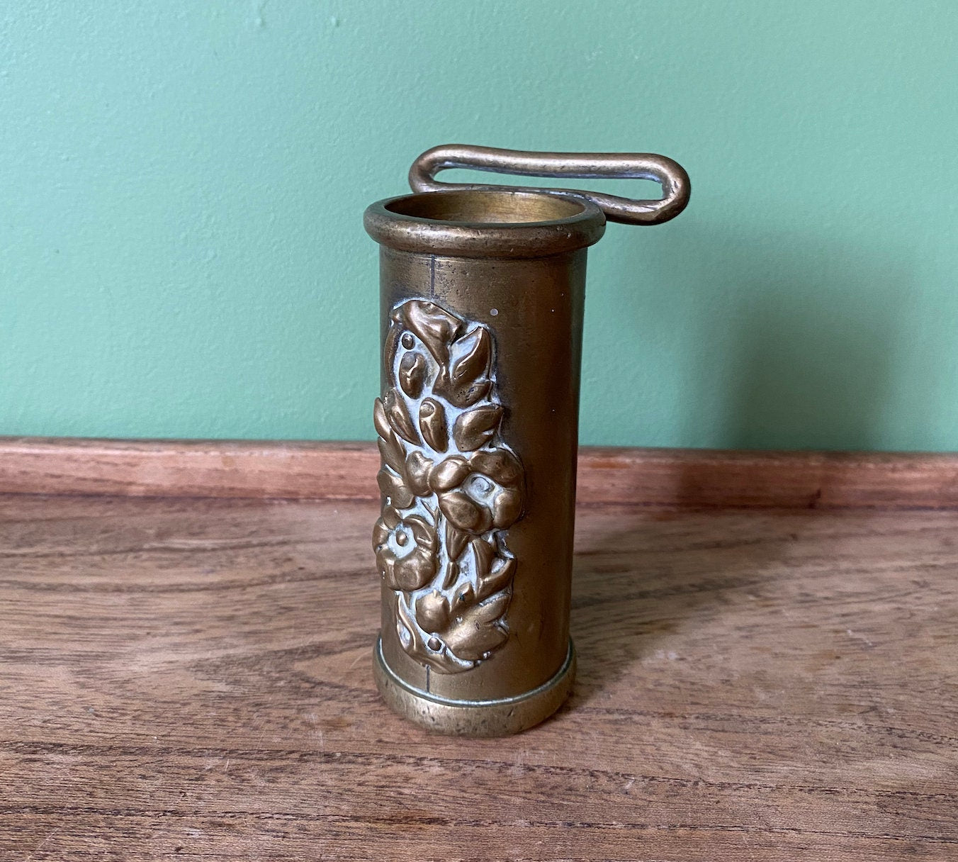 Floral Decorative Solid Brass Flagpole Holder - Belt Loop