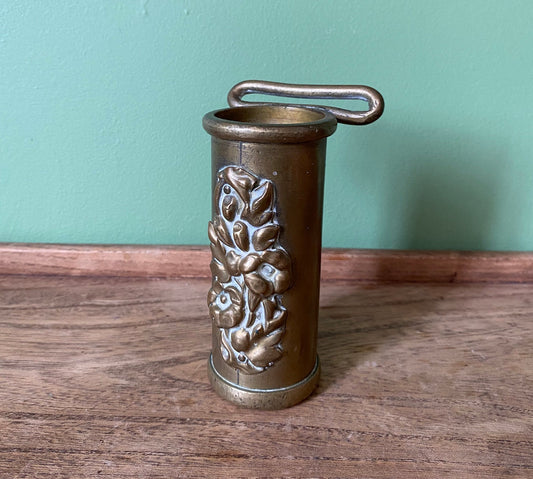 Floral Decorative Solid Brass Flagpole Holder - Belt Loop