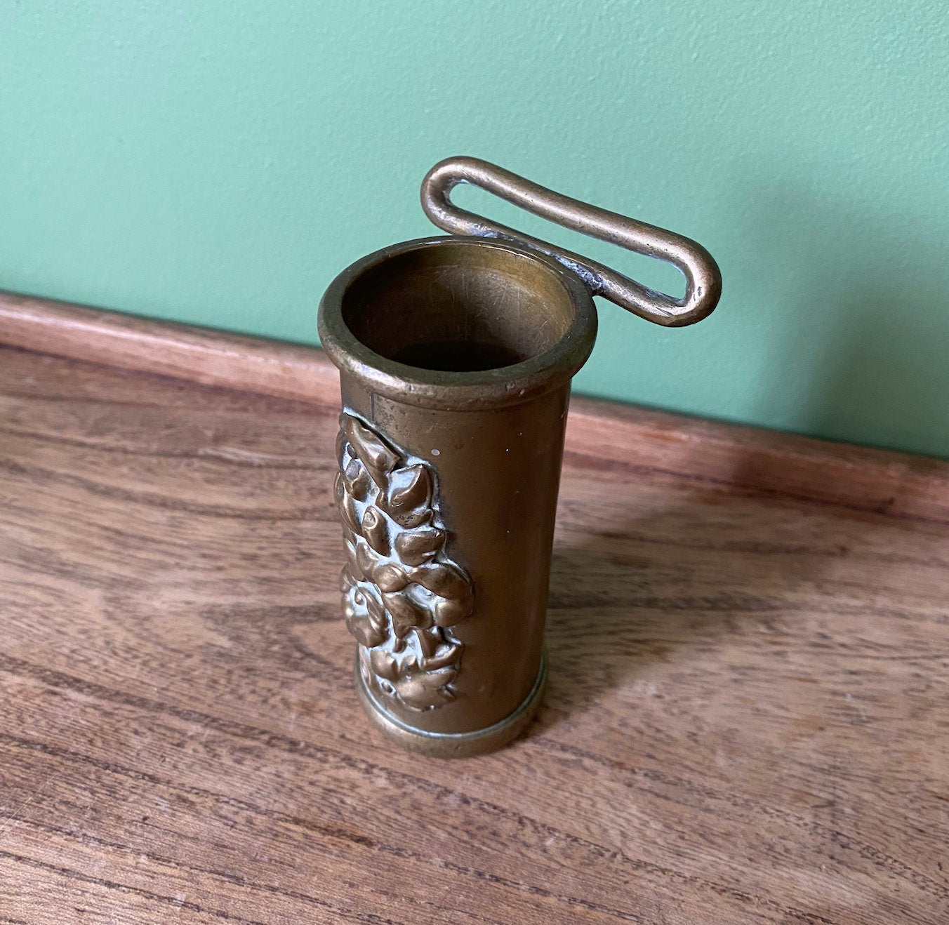 Floral Decorative Solid Brass Flagpole Holder - Belt Loop