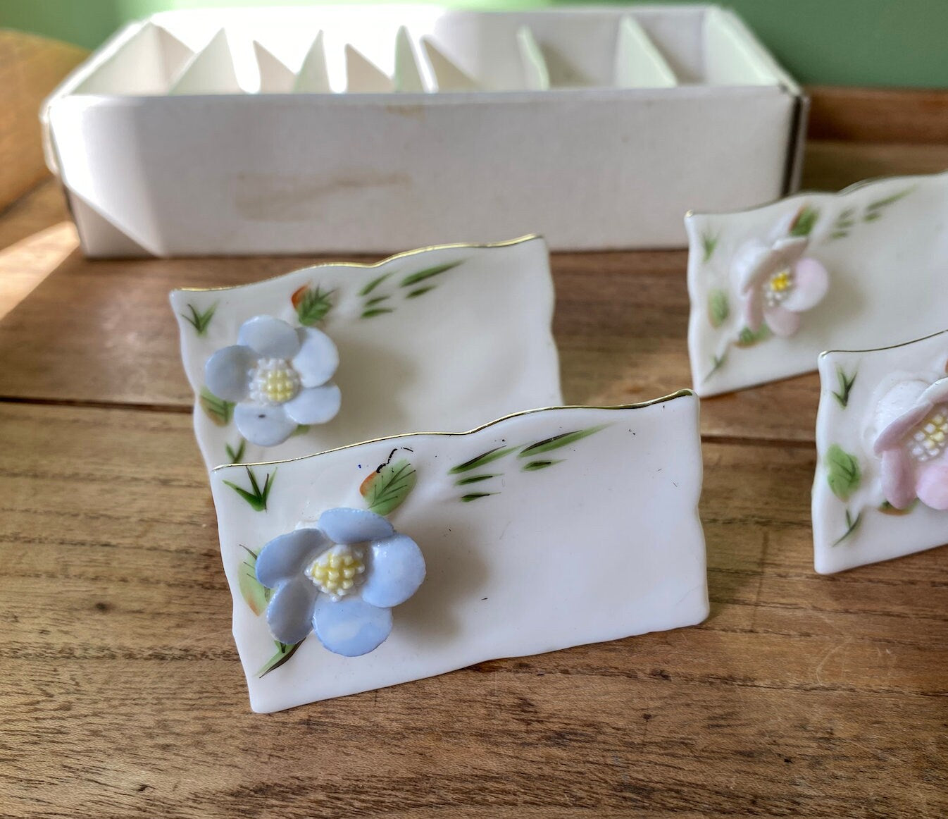 Set of 6 Shafford Porcelain Floral Guest Name Holders