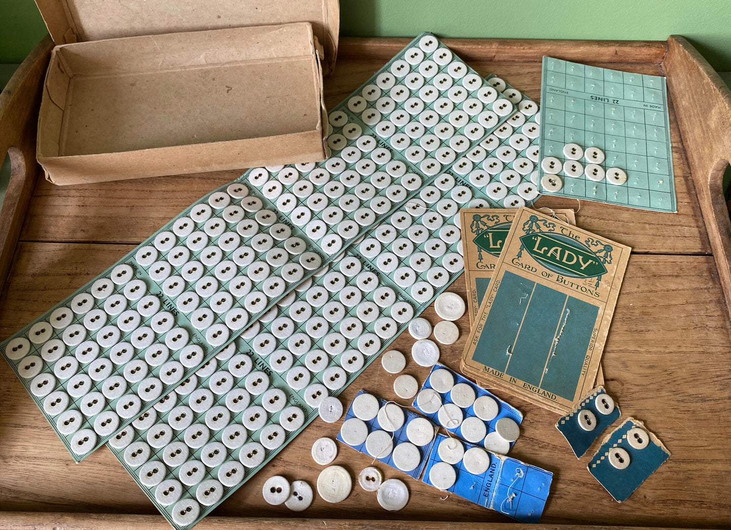 Selection of English White Linen & Brass Buttons