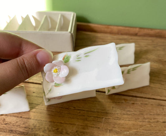 Set of 6 Shafford Porcelain Floral Guest Name Holders