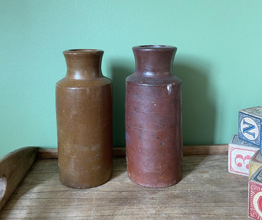 Two Tall Victorian Stoneware Vases