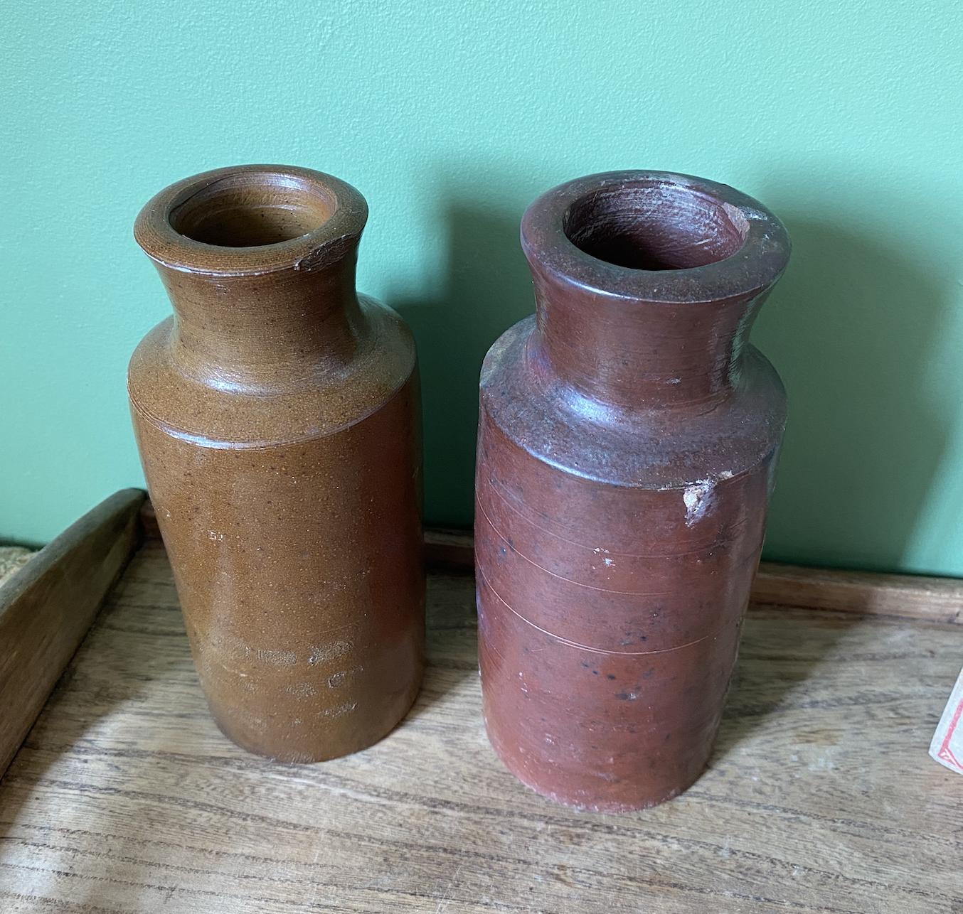 Two Tall Victorian Stoneware Vases