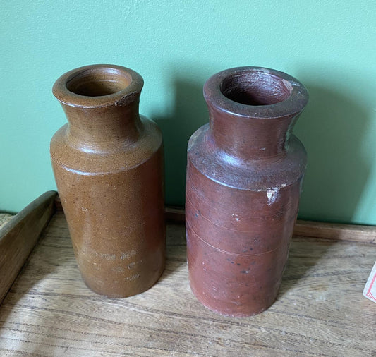 Two Tall Victorian Stoneware Vases