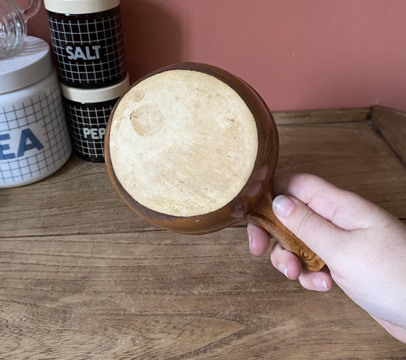 Handled Brown Ceramic Soup Bowl