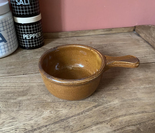 Handled Brown Ceramic Soup Bowl