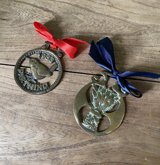 Vintage Brass Horse Medallions | Amulet | Christmas Decor