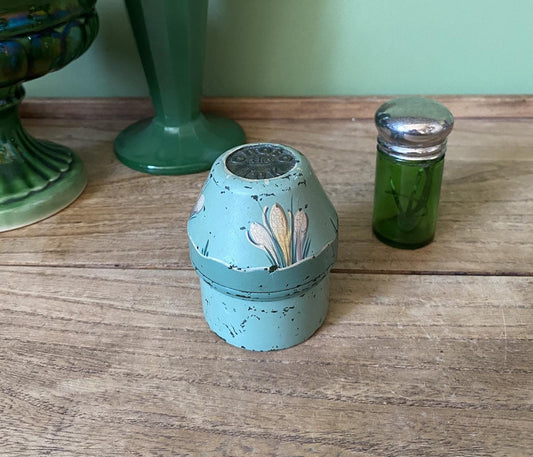 Vintage Onoto The Ink Blue Bakelite Ink Well Case Container - Handpainted