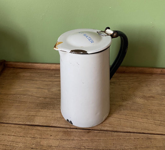 Reclaimed Enamel jug with Hot Water Lettering