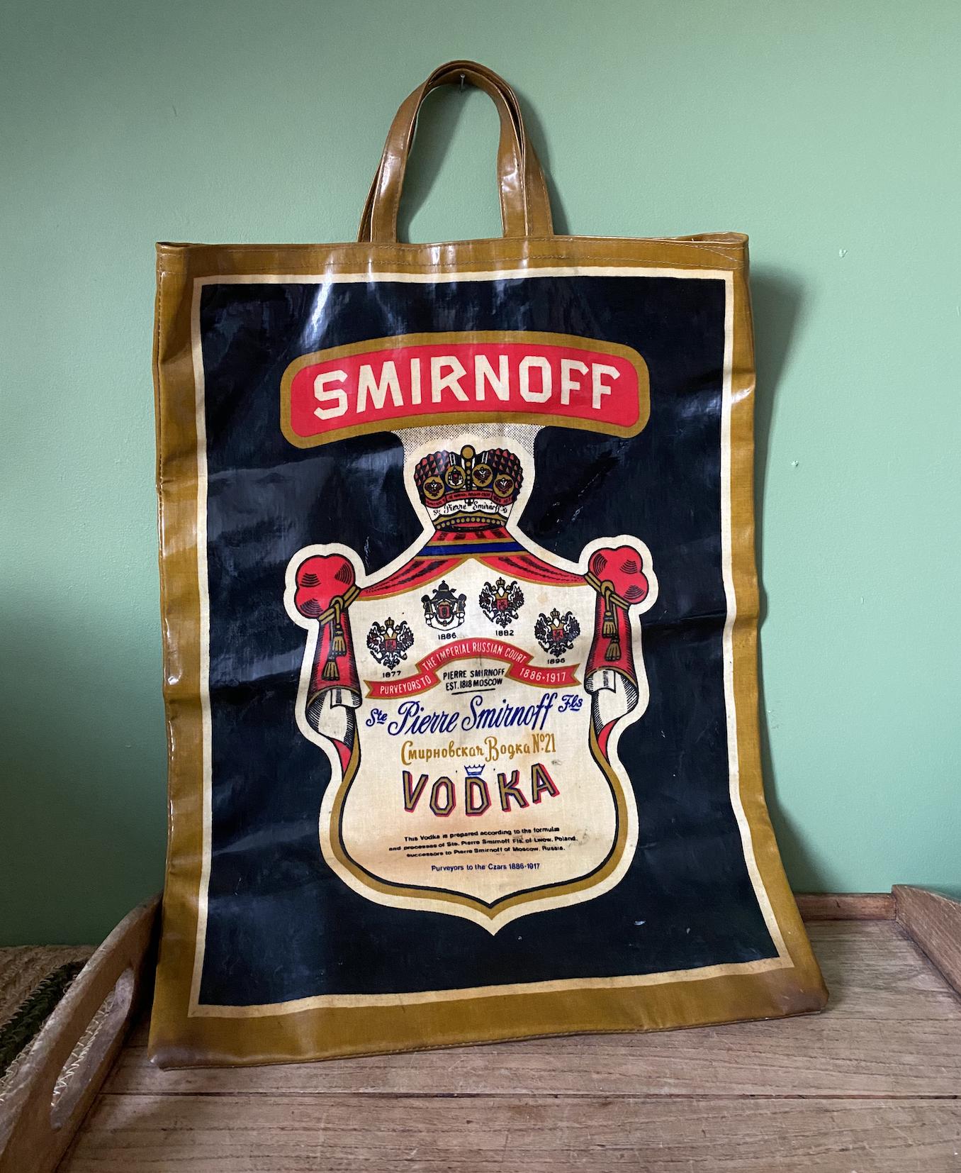 Vintage 1970s Smirnoff Cotton PVC Vodka Tote Bag