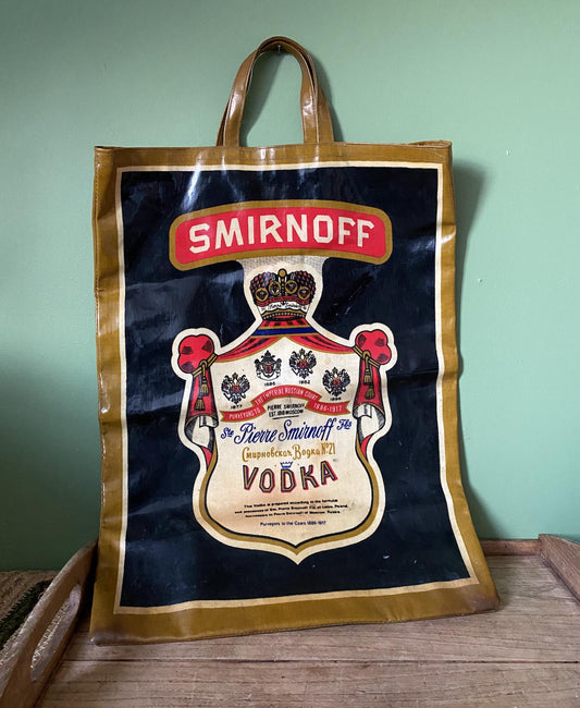 Vintage 1970s Smirnoff Cotton PVC Vodka Tote Bag