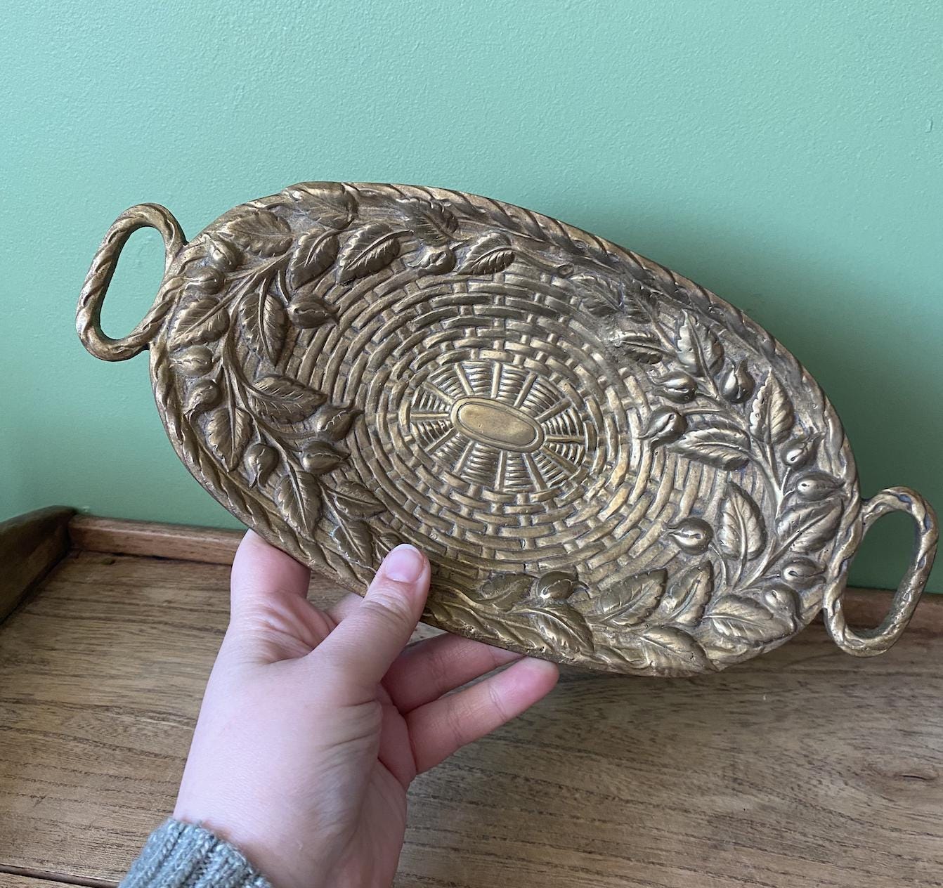 Antique Bronze Jan Van Neste Style Two Handled Tray