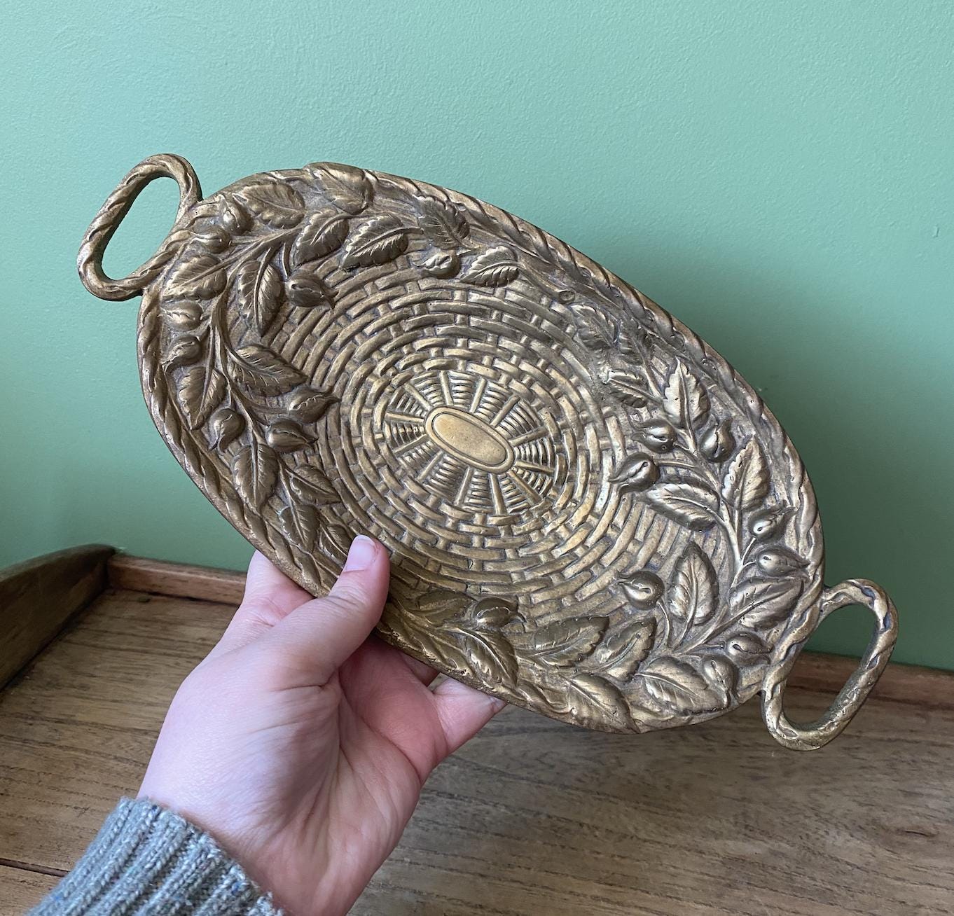 Antique Bronze Jan Van Neste Style Two Handled Tray