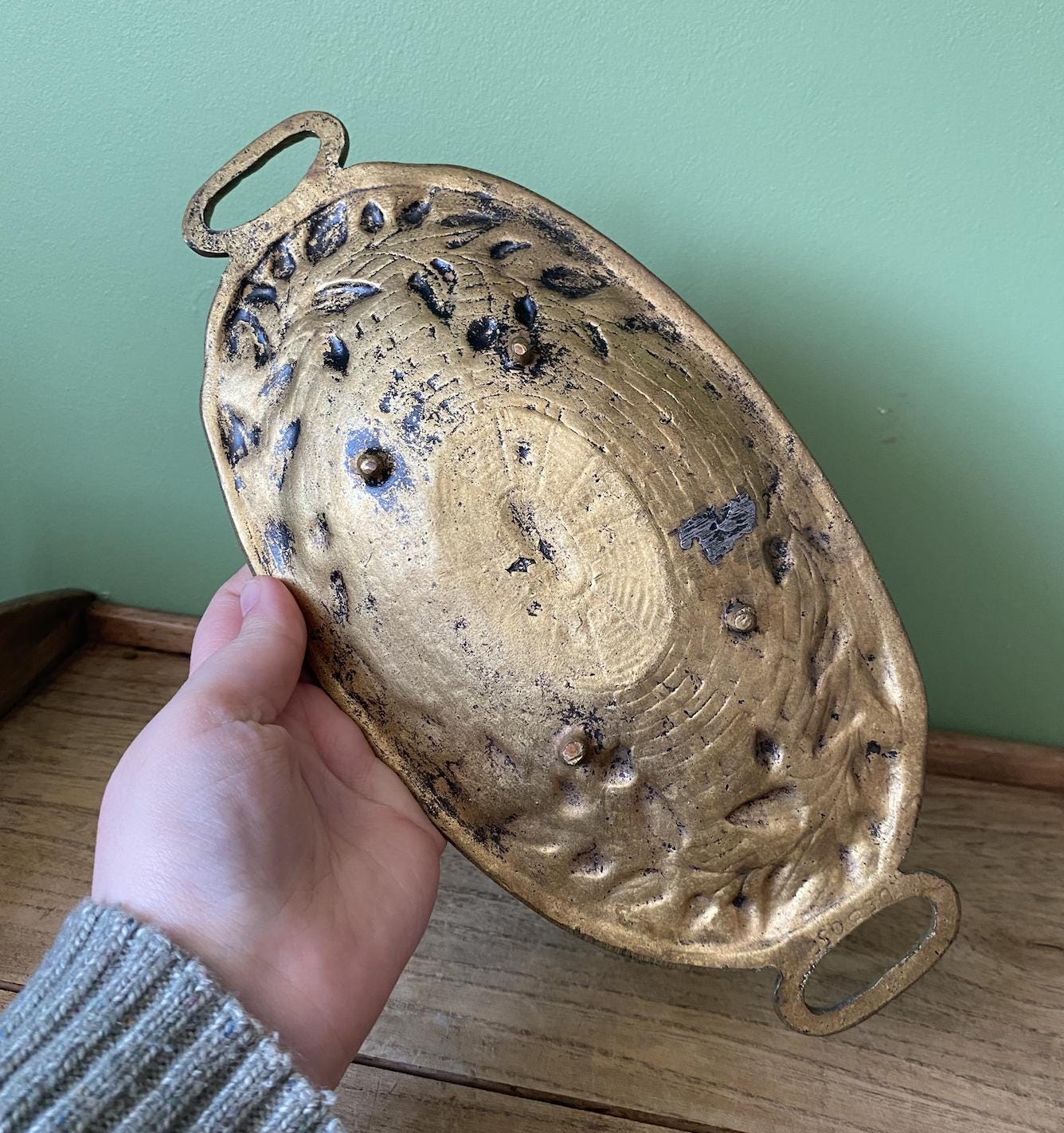 Antique Bronze Jan Van Neste Style Two Handled Tray