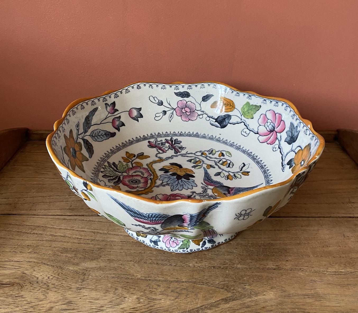 Mason Ironstone Flying Bird Large Pedestal Bowl