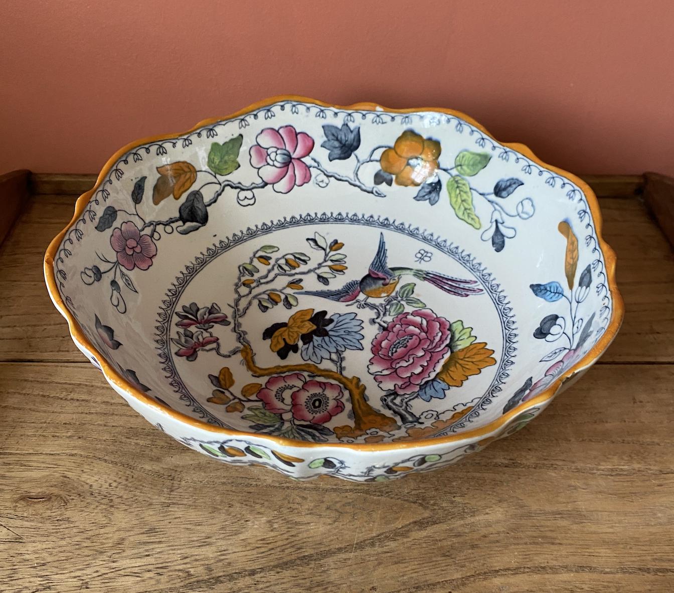Mason Ironstone Flying Bird Large Pedestal Bowl