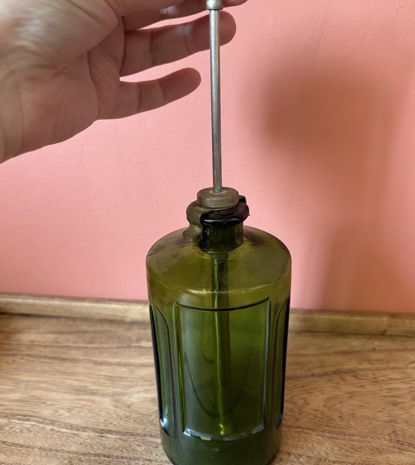Antique Green Glass Cromessol Disinfectant Atomiser Bottle
