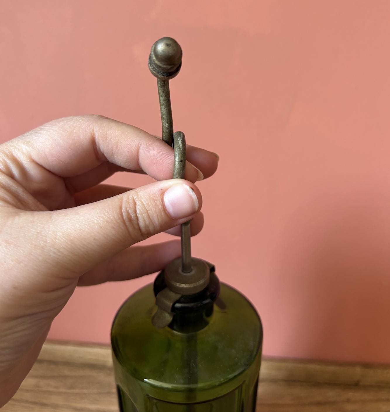Antique Green Glass Cromessol Disinfectant Atomiser Bottle