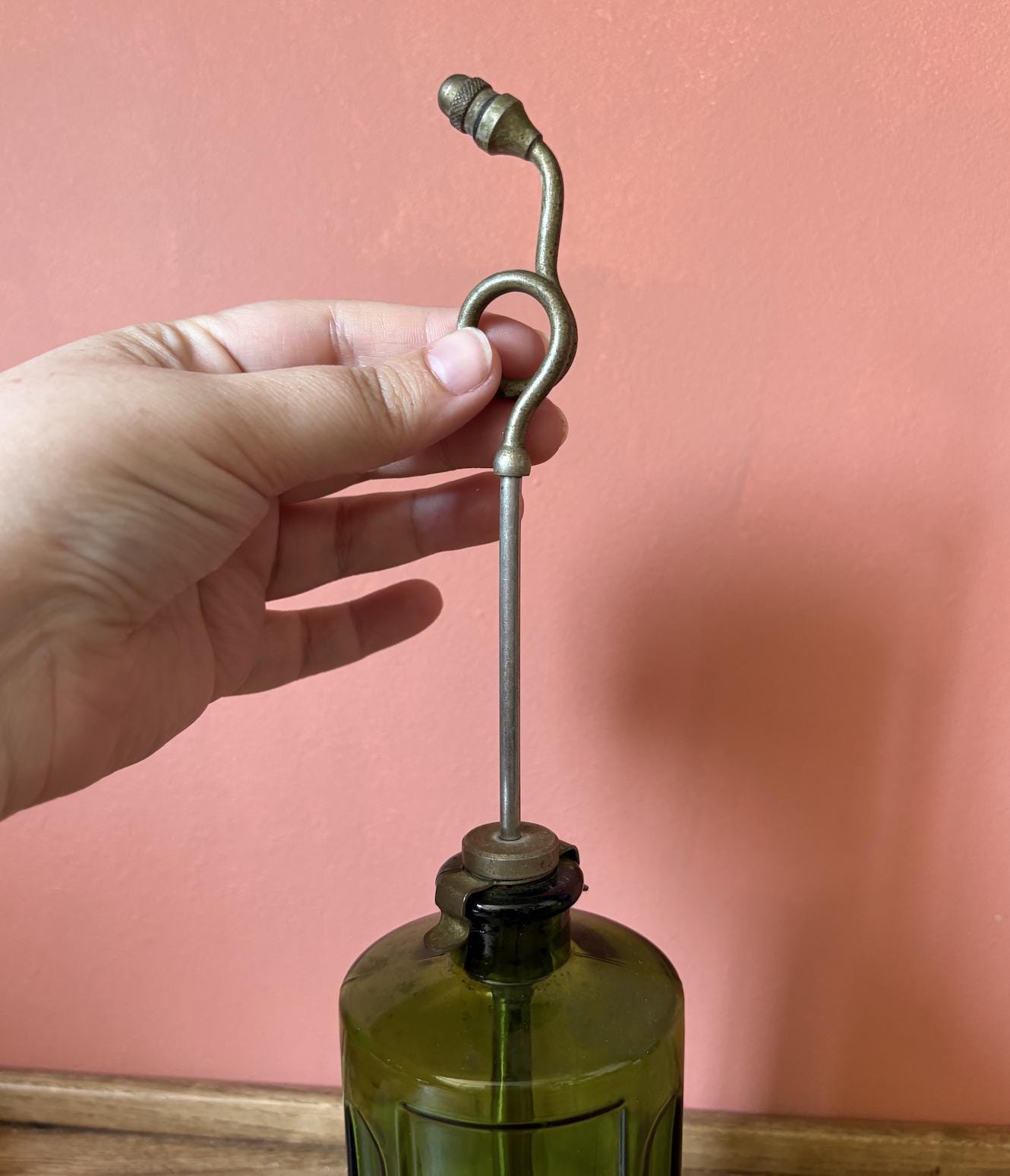 Antique Green Glass Cromessol Disinfectant Atomiser Bottle