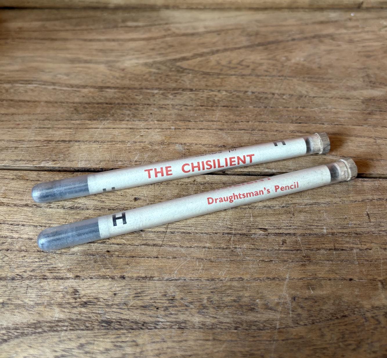 2 Glass Vials of Chisilent H Draughtsman's Lead for Mechanical pencil.