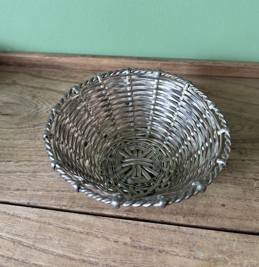 Silver Plate Woven Wire Mini Bakset