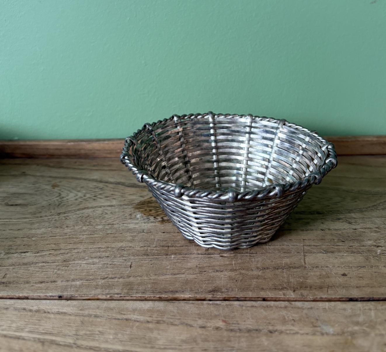Silver Plate Woven Wire Mini Bakset