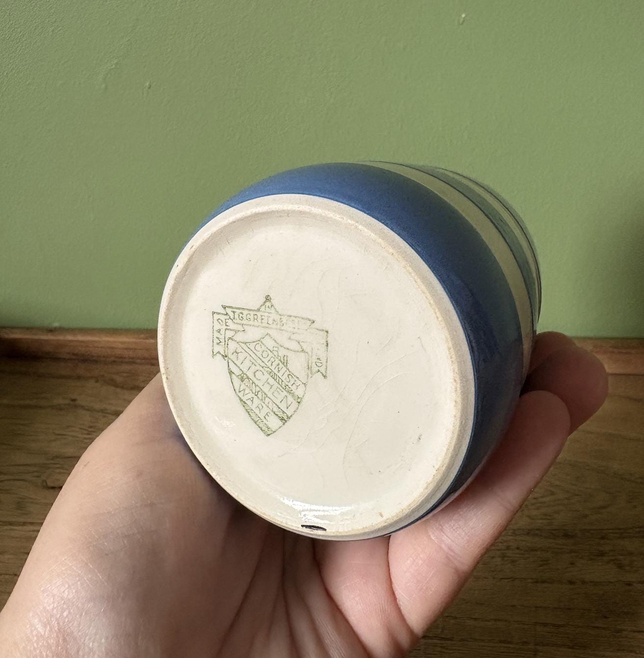 T G Green Cornishware Blue & White Striped Sugar Pot