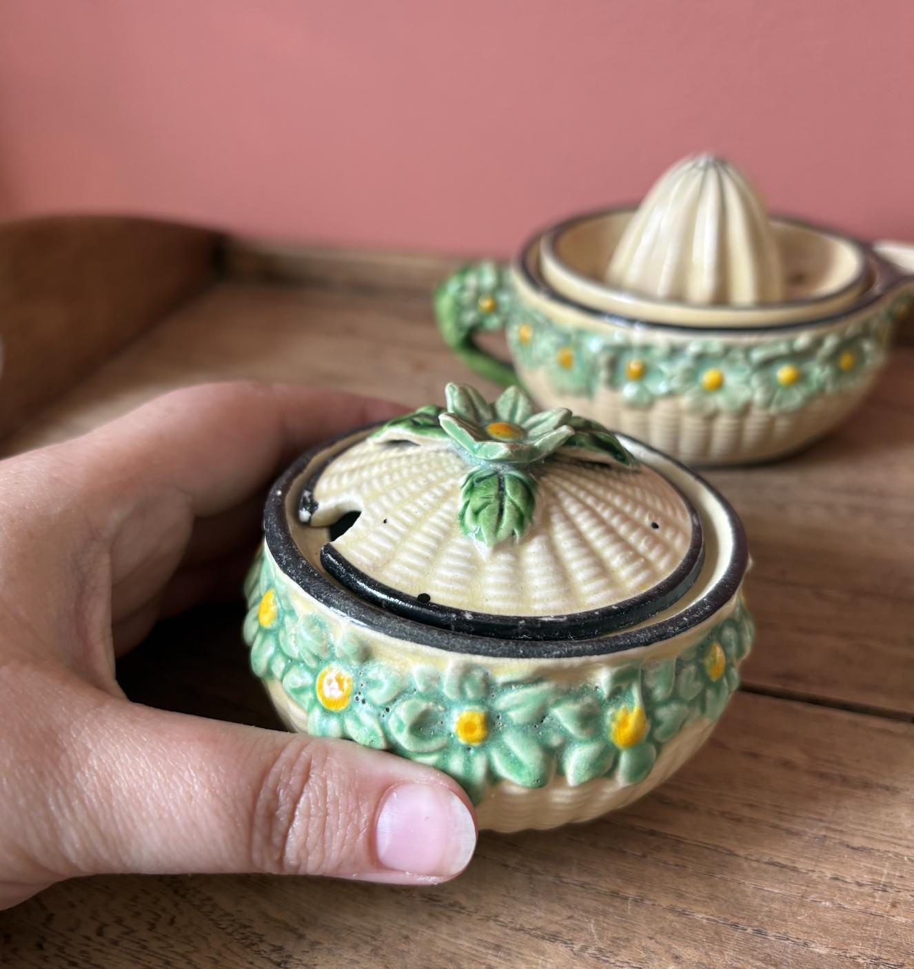 Maruhon Green Dairy Juicer | Sugar Pot | Candle Holder