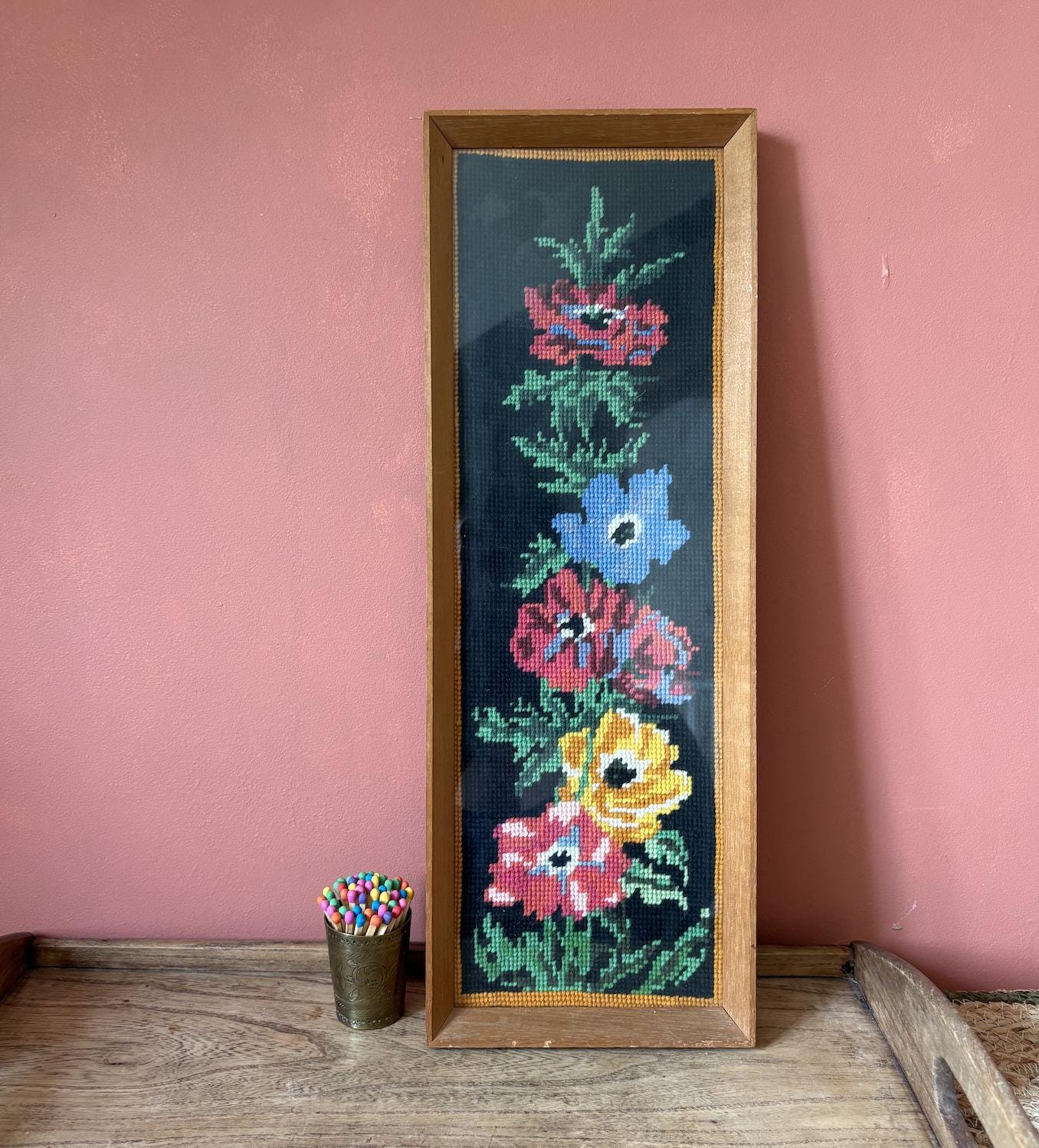 Amateur Floral Framed Cross Stitch