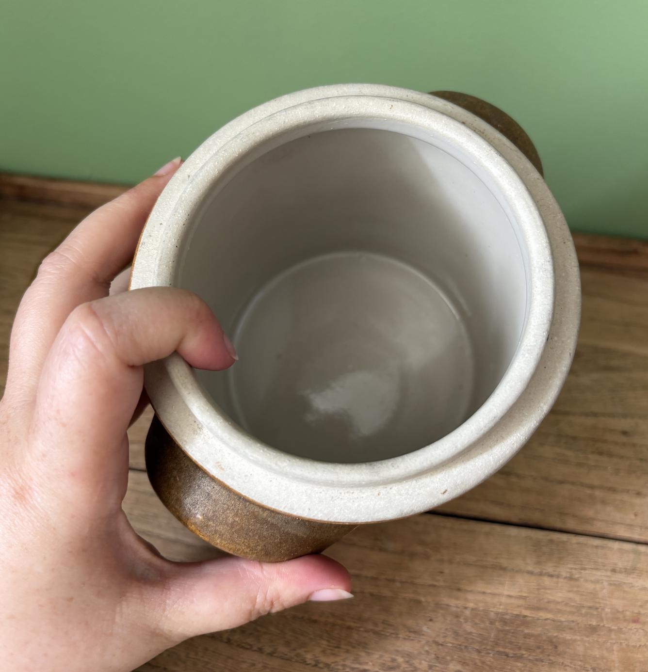 Brown Glazed Ceramic Storage Container