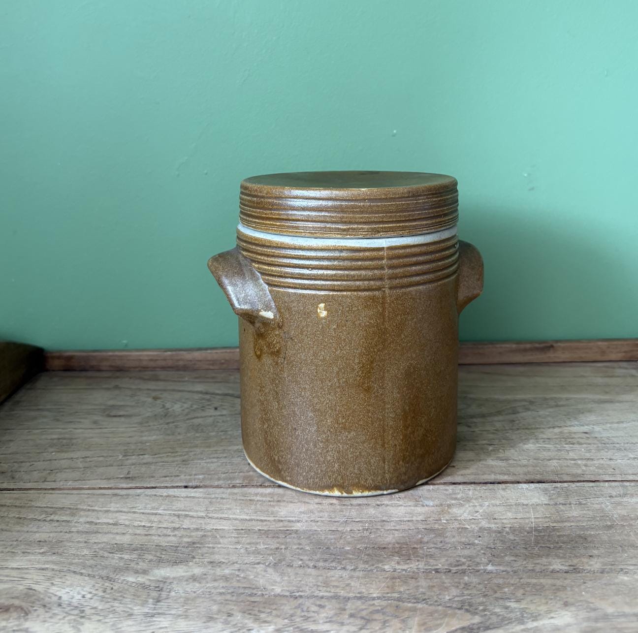 Brown Glazed Ceramic Storage Container