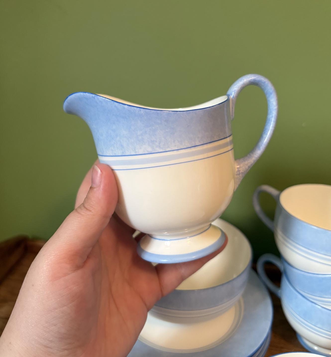 Royal Paragon 10 piece Blue and White Stripe Tea Service