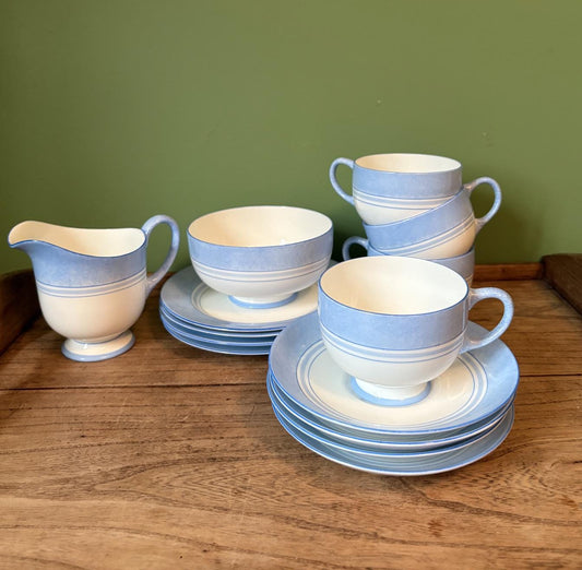 Royal Paragon 10 piece Blue and White Stripe Tea Service