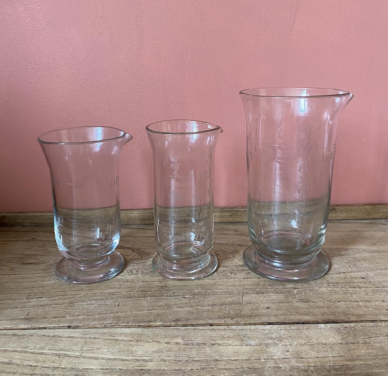 Trio of Glass Flasks | Etched Numbers