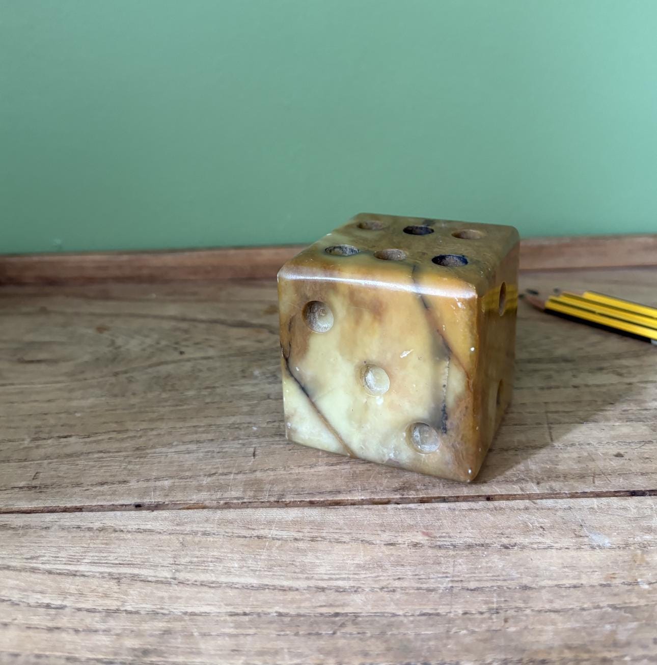 Green & Brown Stone Dice Pen Holder