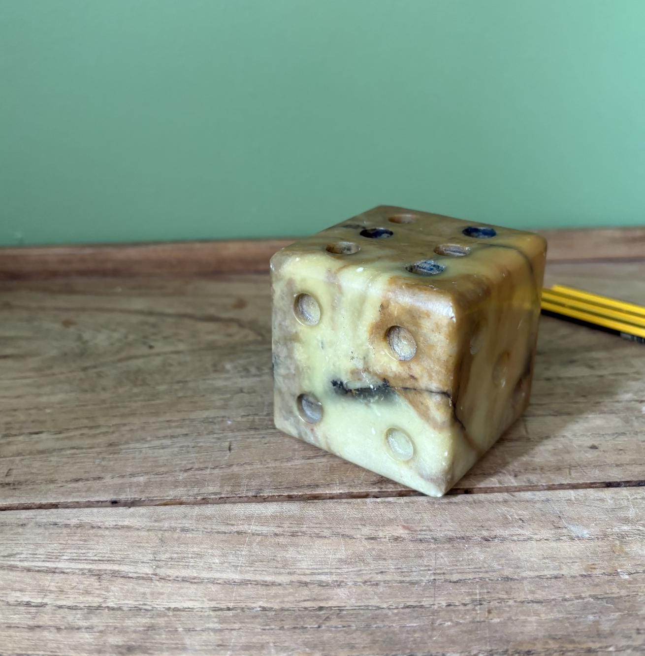 Green & Brown Stone Dice Pen Holder