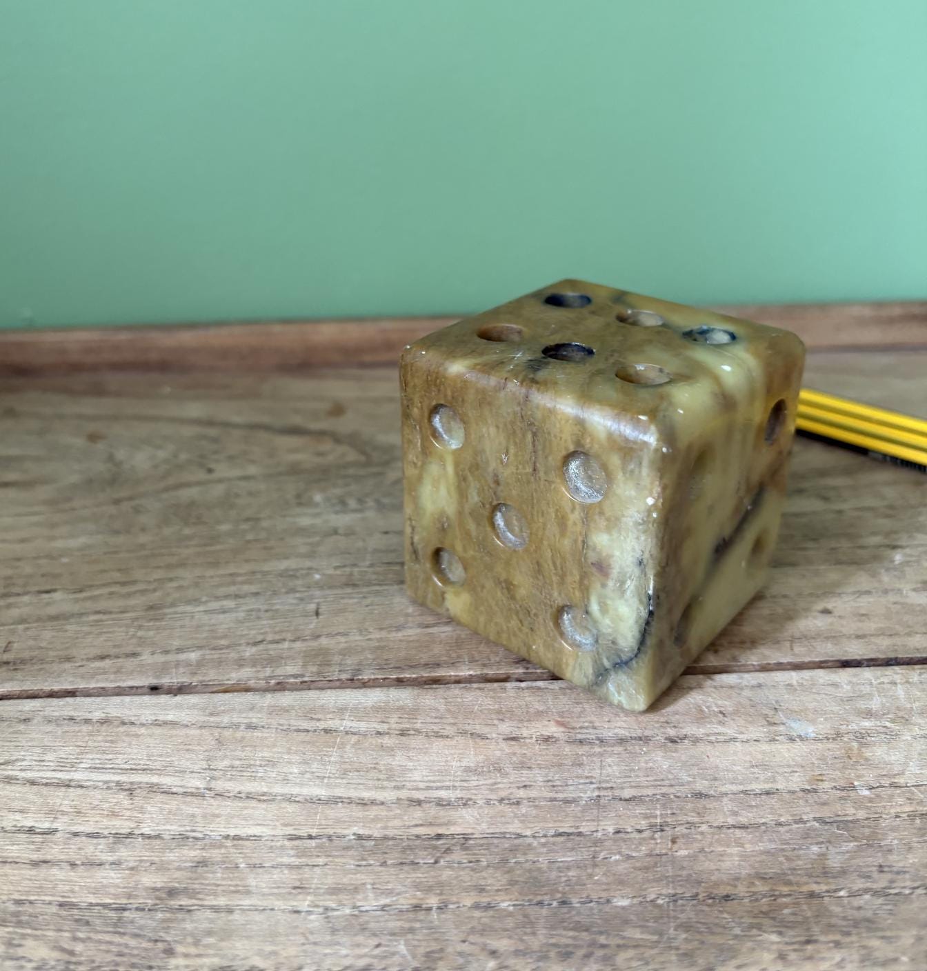 Green & Brown Stone Dice Pen Holder