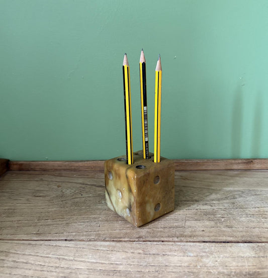 Green & Brown Stone Dice Pen Holder