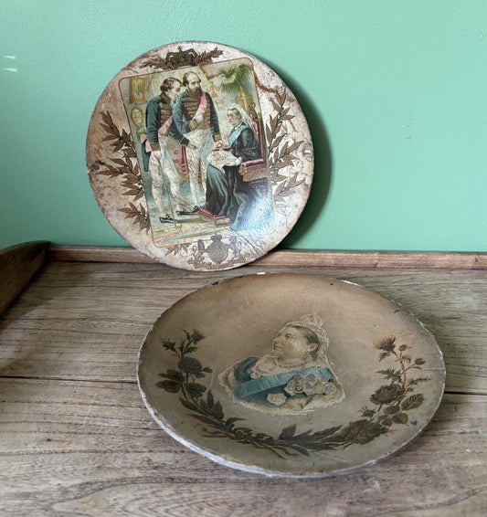 Late 1800s Rapheal Tuck & Sons Collectible Paper Plates featuring Victoria