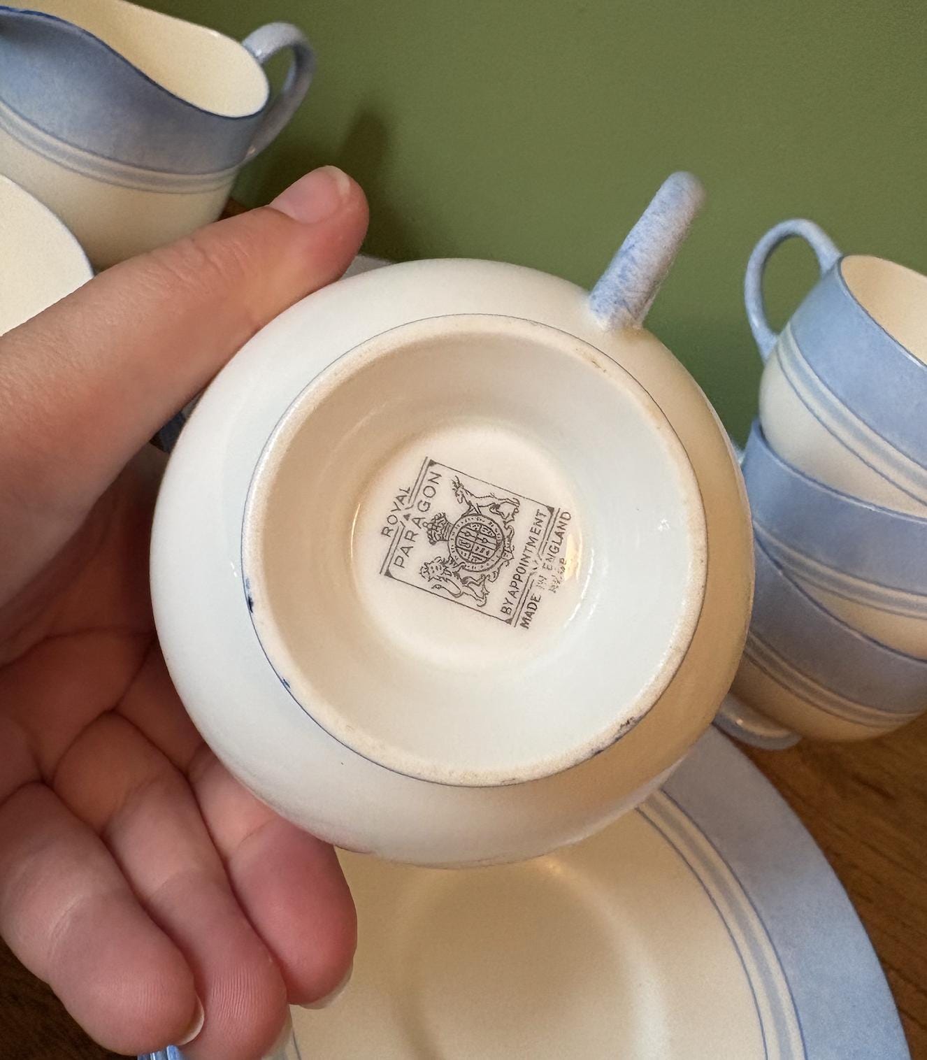 Royal Paragon 10 piece Blue and White Stripe Tea Service