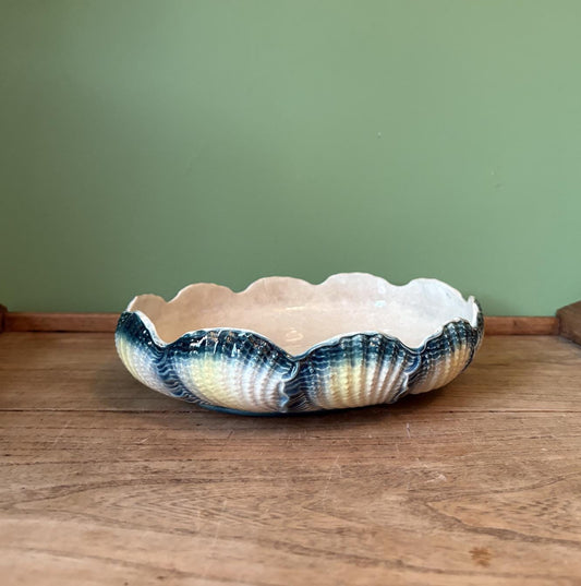 Vintage Yellow & Teal Shell Decorative Bowl